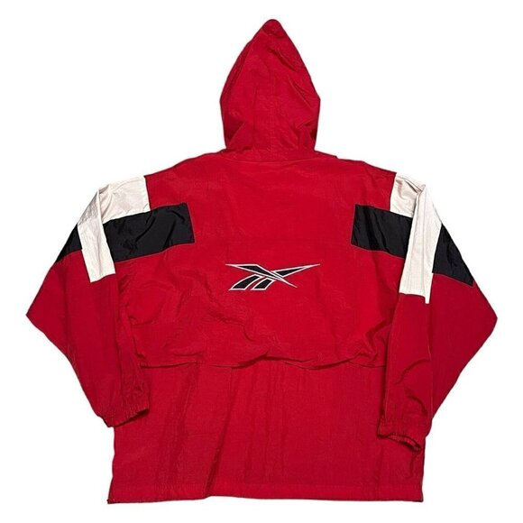 VINTAGE Y2K Reebok Red Light Windbreaker Streetwear Splash Jacket Mens Large - Picture 1 of 7